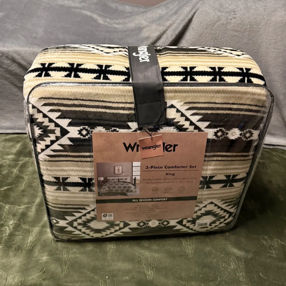 Wrangler Comforter Set King Tan New Southwestern Geometric 3-Piece All Season